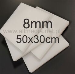 Płyta plexi PMMA mleczna (OPAL) 8mm 50x30cm