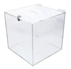 Skrzynka urna z plexi 30x30x30cm zamek skarbonka