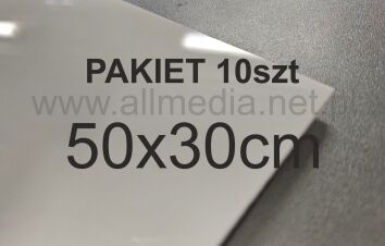 PAKIET 10szt Formatka plexi BIAŁA połysk 3mm 50x30cm