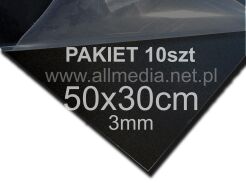 PAKIET 10szt Formatka plexi CZARNA MAT 3mm 50x30cm
