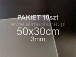 PAKIET 10szt Formatka plexi SZRONIONA jasna mat 3mm 50x30cm