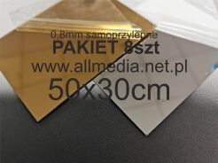 PAKIET 8szt Formatka plexi LUSTRO samoprzylepne 0,8mm 50x30cm