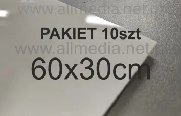 PAKIET 10szt Formatka plexi BIAŁA połysk 3mm 60x30cm