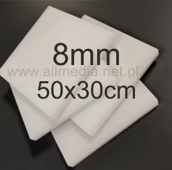 Płyta plexi PMMA mleczna (OPAL) 8mm 50x30cm