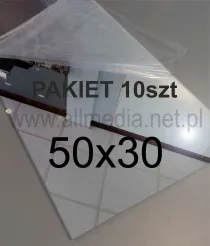 PAKIET 10szt Formatka plexi LUSTRO srebrne 3mm 50x30cm