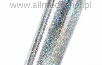 Folia samoprzylepna brokatowa rainbow srebrna holo szer 0,61 50cm