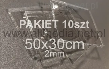 PAKIET 10szt Formatka plexi BEZBARWNA połysk 2mm 50x30cm