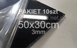 PAKIET 10szt Formatka plexi CZARNA POŁYSK 3mm 50x30cm