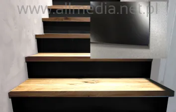 Podstopnie, podstopnice na schody DIBOND czarne matowe na wymiar