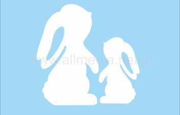 KRÓLIK ZAJĄC duży i mały dekoracja pcv biała kształt 2szt