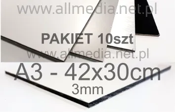 PAKIET 10szt Formatka A3 DIBOND biała mat 3mm 42x30cm